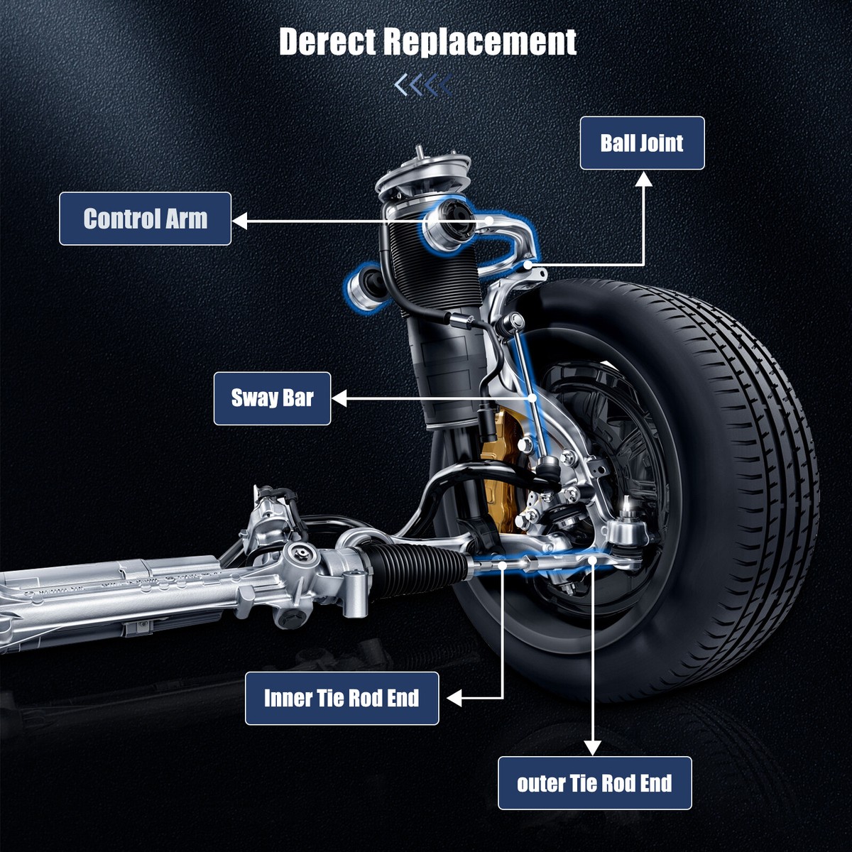 TRQ Front Suspension Kit – 8-Piece Set With Ball Joints, Tie Rods, Sway Bar Links For Honda Civic - View #3