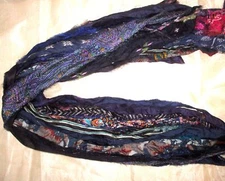 12 yards Unstitched PURE Silk Sari Ribbon Yarn tassels Navy Blue SKEINS Jewelry