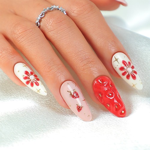 Prensa de fresa 3D de lujo para uñas postizas hechas a mano para arte en uñas 10 piezas - Imagen 34 de 40