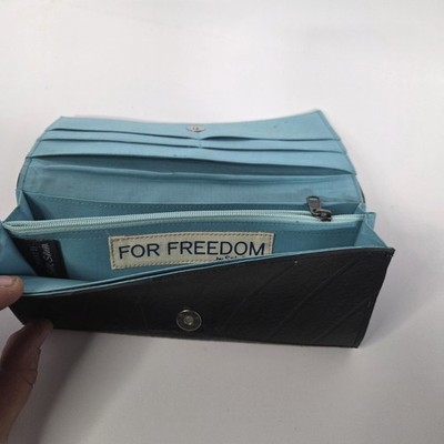 Wallet Black Blue FOR FREEDOM Sak Saum bi fold Wallet- tire