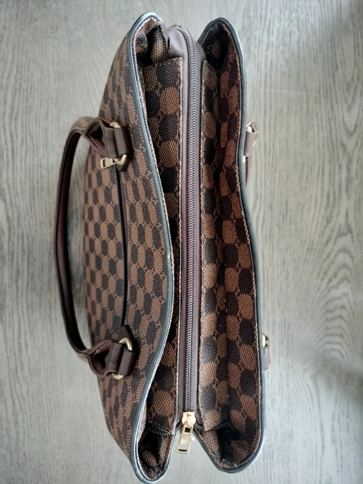 Brown Patterned Shoulder Tote Bag - image 3