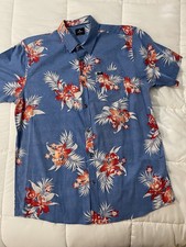 NWT Rip Curl Men's Blue Hawaiian Print Party Short Sleeve Woven Shirt - Size XL