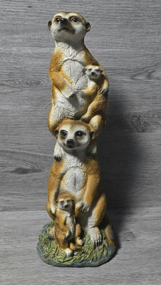 Design Toscano gestapelte Erdmännchen Familie, Polyresin Totem Haus Garten Figur