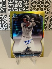 2023 Bowman Chrome Troy Johnston 1st Yellow Refractor Auto # 23/75 Marlins