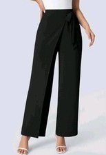 NWT Halara Small Flex High Waisted Tie Side Wide Leg Work Pants Black Office