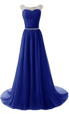 Bridesmaid Long Sequins Beaded Prom Party Gown Sz L 12 A-Line Evening Dress 6