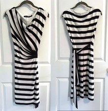 Lauren by Ralph Lauren Cowl Neck Striped Sash Lined Jersey Dress Size S 4 Petite