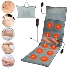 Full Body Electric Massage Mattress Pad Charcoal Relaxation Cushion w/ 10 Motor