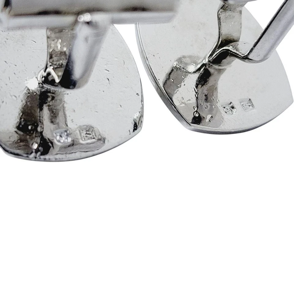 Auténtico conjunto de gemelos MIKIMOTO Akoya Pearl Tie Tack plata 925 esmalte verde para hombre Foto 4 de 4