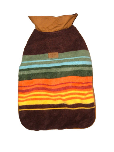 Pendleton Dog Fleece Jacket Coat Size Large Blue Red Yellow Striped Warm