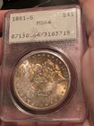 1881-S Morgan Silver Dollar PCGS MS64 OGH Rattler Toned