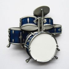 New Vintage Drum Kit Blue Enamel Music Belt Buckle