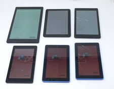 Lot of 6 Working Cracked Modern Amazon Fire HD10, HD8, and HD7 Tablets