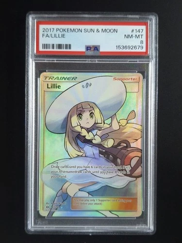 2017 Pokemon LILLIE #147/149 Sun & Moon Ultra Rare Trainer English PSA 8