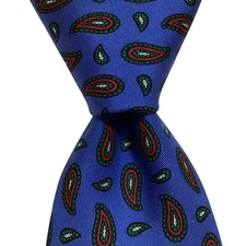 TURNBULL & ASSER Men's Silk Necktie ENGLAND Luxury PAISLEY Blue/Red/Green EUC