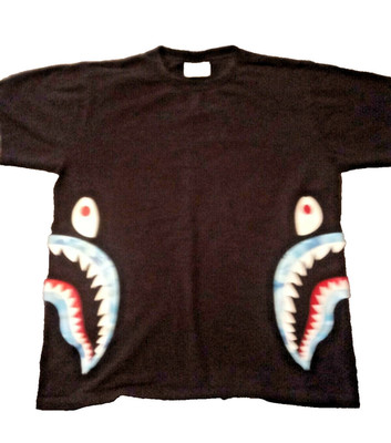 B Bathing Ape Shark Tee Shirt Cotton Blk Menswear sz M