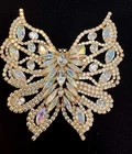 Large Butterfly Brooch Gold Tone Rhinestone 4x5” Vintage Costume Jewelry  As-Is