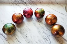 Set of 6 decorative foil balls spheres orbs home décor basket bowl fillers