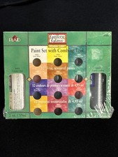 Plaid Gallery Glass Paint W/Combing Tool 12 Colors 1 Clear 1 Liquid Leading