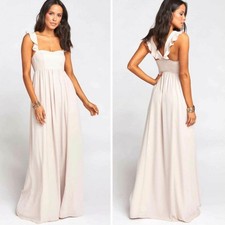 Show Me Your Mumu June Ruffle Maxi Dress Bridesmaid, Prom Gown Size XL Beige