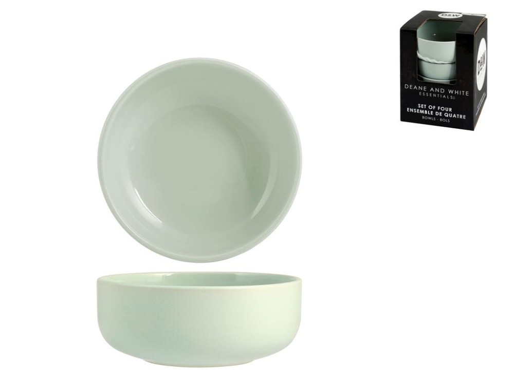 Set H&H New 4 Deep Plates Sea Foam in Stoneware/Gres 18cm