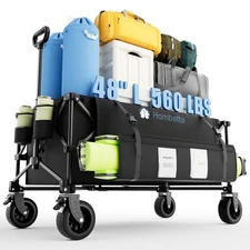 48″ Extra-Large Folding Wagon Cart 560LBS Capacity 350L Heavy Duty Utility