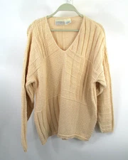 ARIZONA Heavy Pullover Knit Sweater Women L Ivory Fisherman Nautical Beach Retro