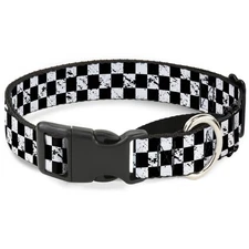Plastic Martingale Collar Checker Weathered2 Black/White Medium 11-17"
