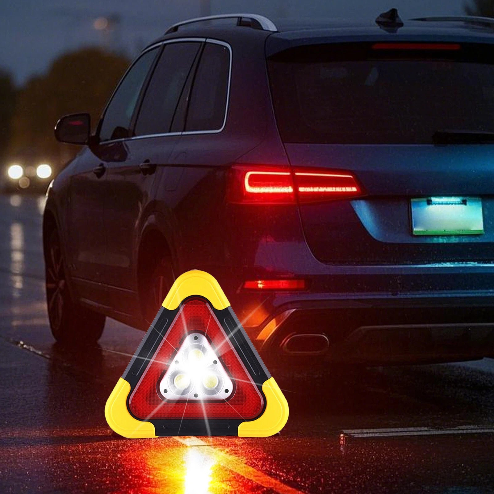 Car Emergency Triangle Warning Light Multi-Function LED Light Solar Foldable US