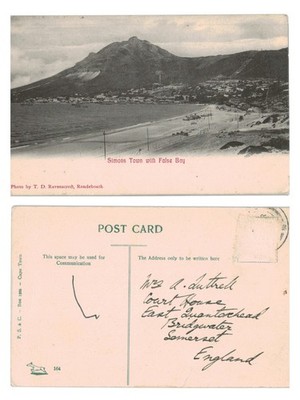 Alte Postkarte - Simons Stadt mit falscher Bucht, Südafrika - VERSCHICKT
