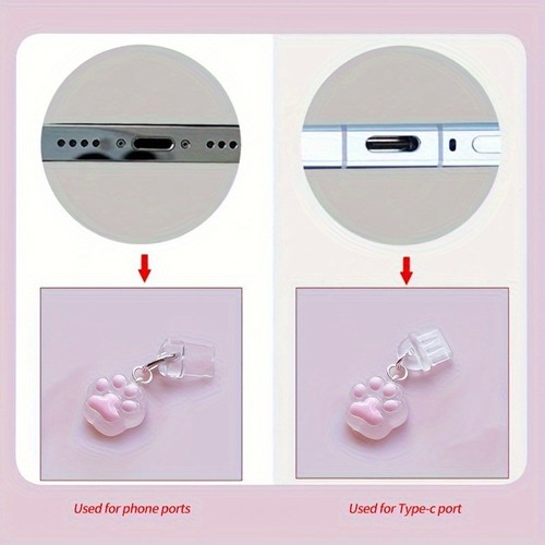 1PC Cute Cat Claw Phone Dust Plug Pendant For Phone Samsung Type-C Interface - Zdjęcie 4 z 13