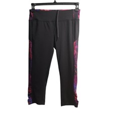 Athletic Works DriWorks Capri Leggings Floral Print Workout Pants S/CH