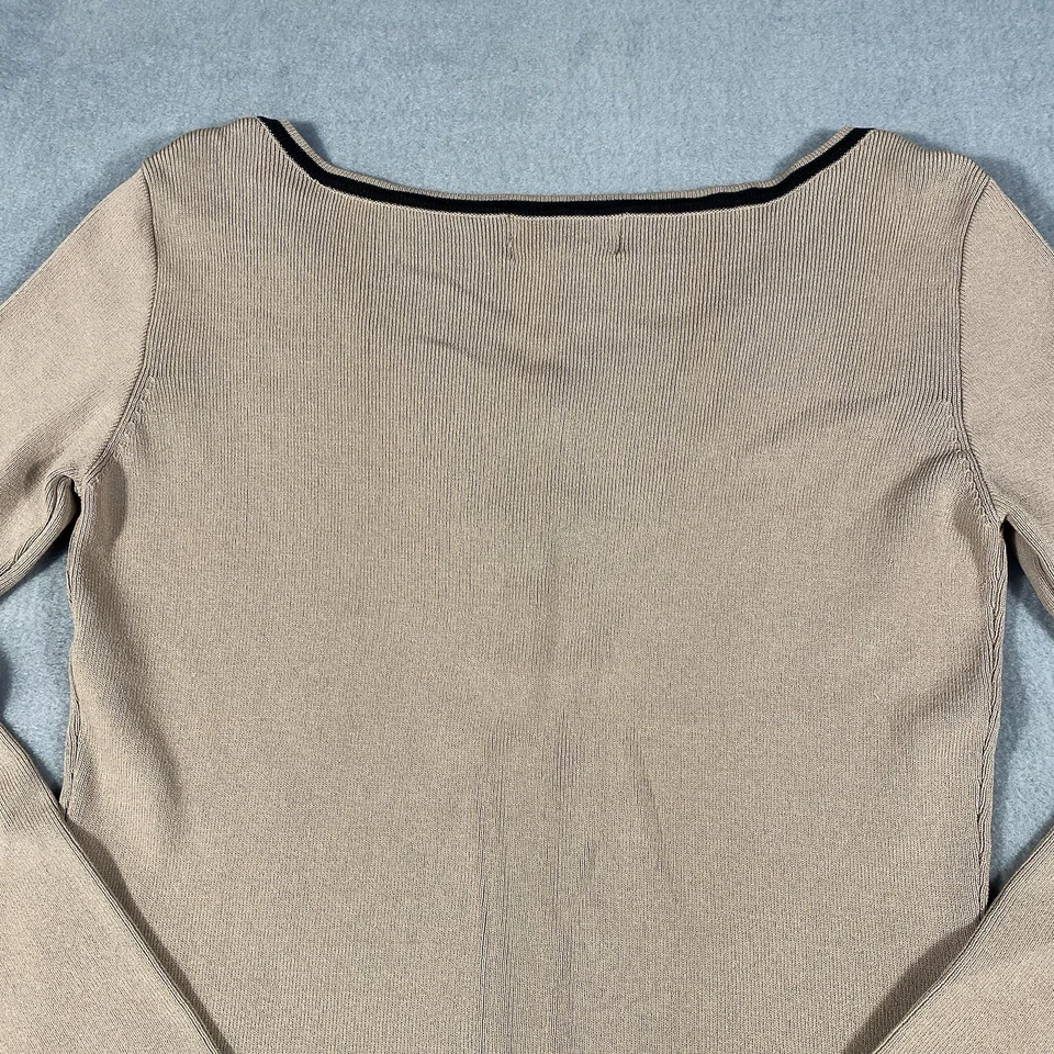 Suéter cárdigan manga larga negro y tostado Finity Petite para mujer, talla PS Foto 4 de 4