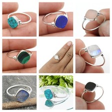 Natural Gemstones Solid 925 Sterling Silver Ring Christmas Gift Handmade Band