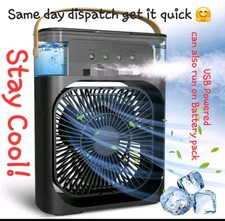 Best BLACK Portable Air cool  Humidifier Home Office Small Fan Cooler 3 SPD USBC