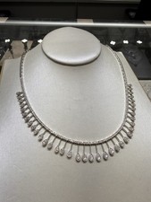 18K White Gold Matte Diamond Necklace 4.96CT VS/VVS Natural Diamonds 17  