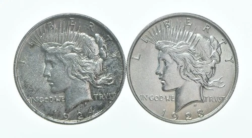 1924 & 1923 Peace Silver Dollar $1 Bullion Collection Lot *139