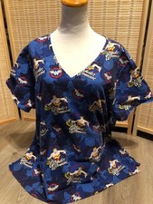 Scrubs Scrub Top Cartoon Wonder Woman Super Hero 3XL XXXL Blue Comicbook H1