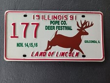 1991 Pope Co County Deer Festival Golconda Illinois License Plate 177 November