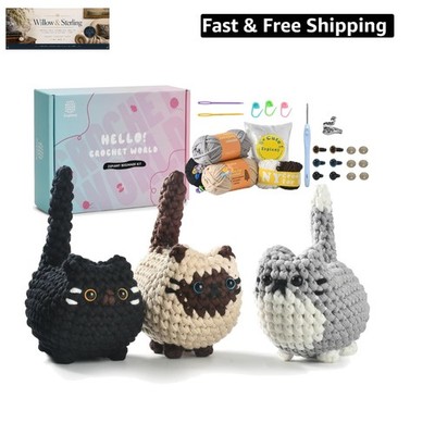 Crochet Kit for Beginners, Crochet Cat Beginner Crochet Kit for Adults, Amigu...