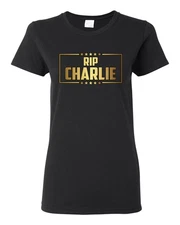 RIP Charlie, Gold Text, Political Activist, Conservative Womens Graphic T-Shirt