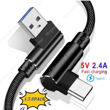 90 Degree Right Angle USB-C to A Cable Charge Type C For Samsung iPhone 15/16/17