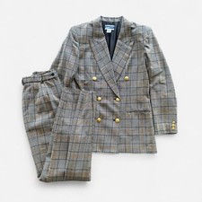 Vintage Pendleton Houndstooth Brown Black Gold Double Breasted Blazer Suit 8