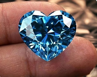 Solitare 5 CT Hearts Cut, Blue Color VVS1 Diamond Premium Quality gemstone 11 MM