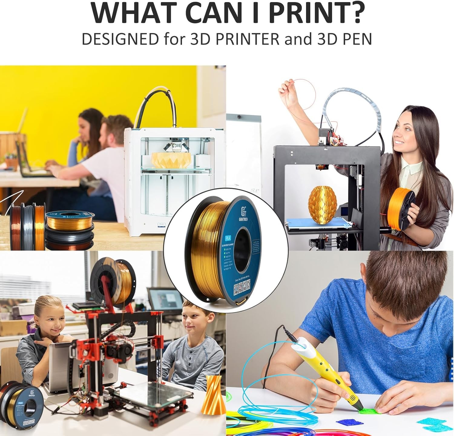 GEEETECH 3D Druck PLA Filament 1,75mm Gold 1kg Spule - Bild 5
