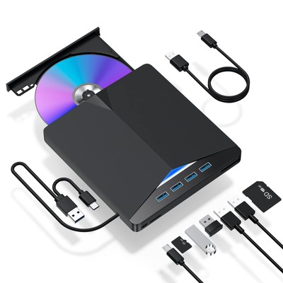 	External CD/DVD Drive for Laptop 7 in 1 USB 3.0 DVD Player Portable CD/DVD	