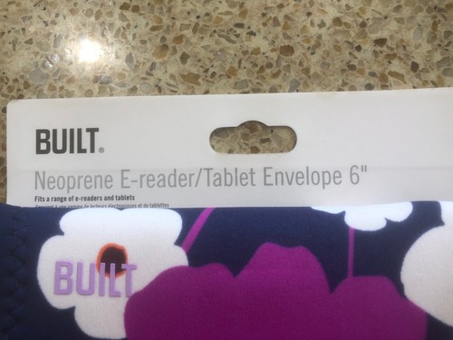 Built Neoprene E-Reader Tablet Envelope 6" Navy with Flowers NEW in PACKAGE #1#2 - Picture 2 of 4
