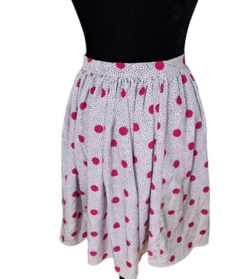 VTG 80s Pink Black Polka Dot Full Skirt Mini Skater Skirt Size XS