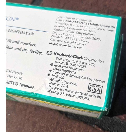 Kotex Lightdays Longs 18 Unscented Pantiliners Vintage 1988 USA Kimberly Clark - Picture 4 of 4