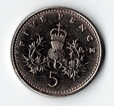 エリザべス女王5ペンス 1991 UK FIVE PENCE Coin Queen Elizabeth II Great Britain England